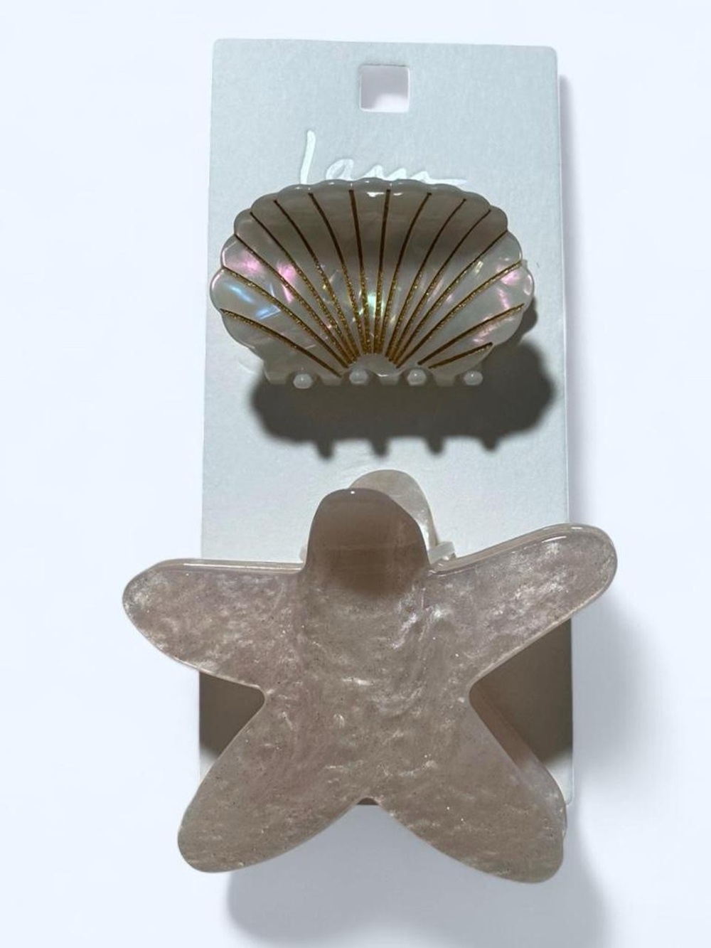 Iridescent Shell and Pearl Starfish Hair Clips brand new